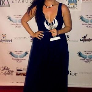 Black Embroidered and Beaded Floor-length Gown